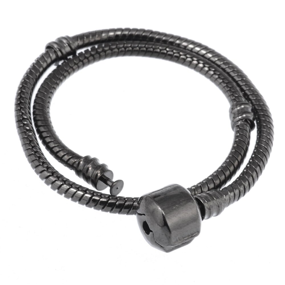 8784 10pcs 8.3" Gunmetal Black Clasp European Snake Chain Charm Bracelet